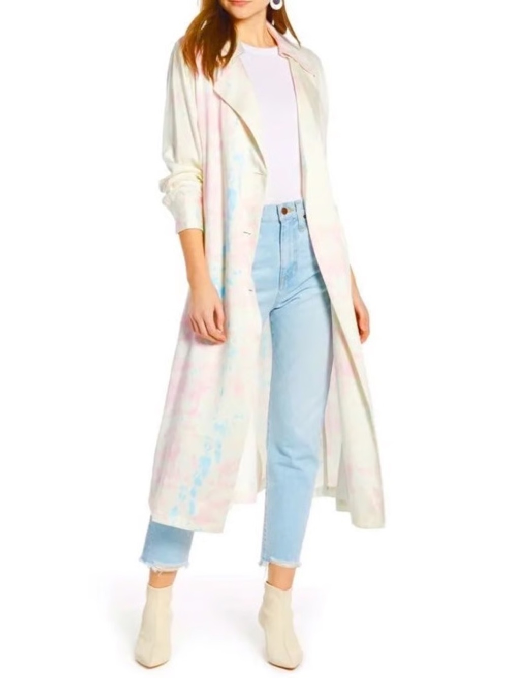 Something Navy Tie Die Lightweight Trench Duster